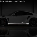 TopCar Design Side Skirts, Top parts, 2 pcs, Primed/Visible Carbon for 991 Stinger GTR GEN.2