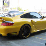 Misha Design Porsche 996 Turbo GT2 wing on yellow 996 TT