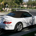 Misha Design Porsche 997 GT2M wing on white Carrera S cabriolet