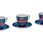 Espresso Cups Set of 3 Limited Edition Blue/Red/Turquoise