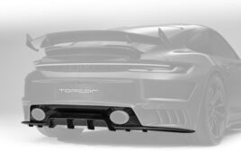 TopCar Rear Bumper Diffuser, Visible Carbon for Porsche 992 Turbo(s) Light Pack