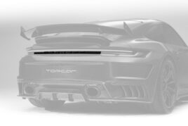 TopCar Strap STINGER Rear Bumper, Visible Carbon for Porsche 992 Turbo(s) Light Pack